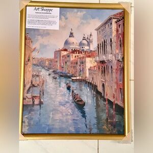 Art Shoppe : Venice Canal Painting with Gold Frame 17”x21” (Gondola Ride) NWOT